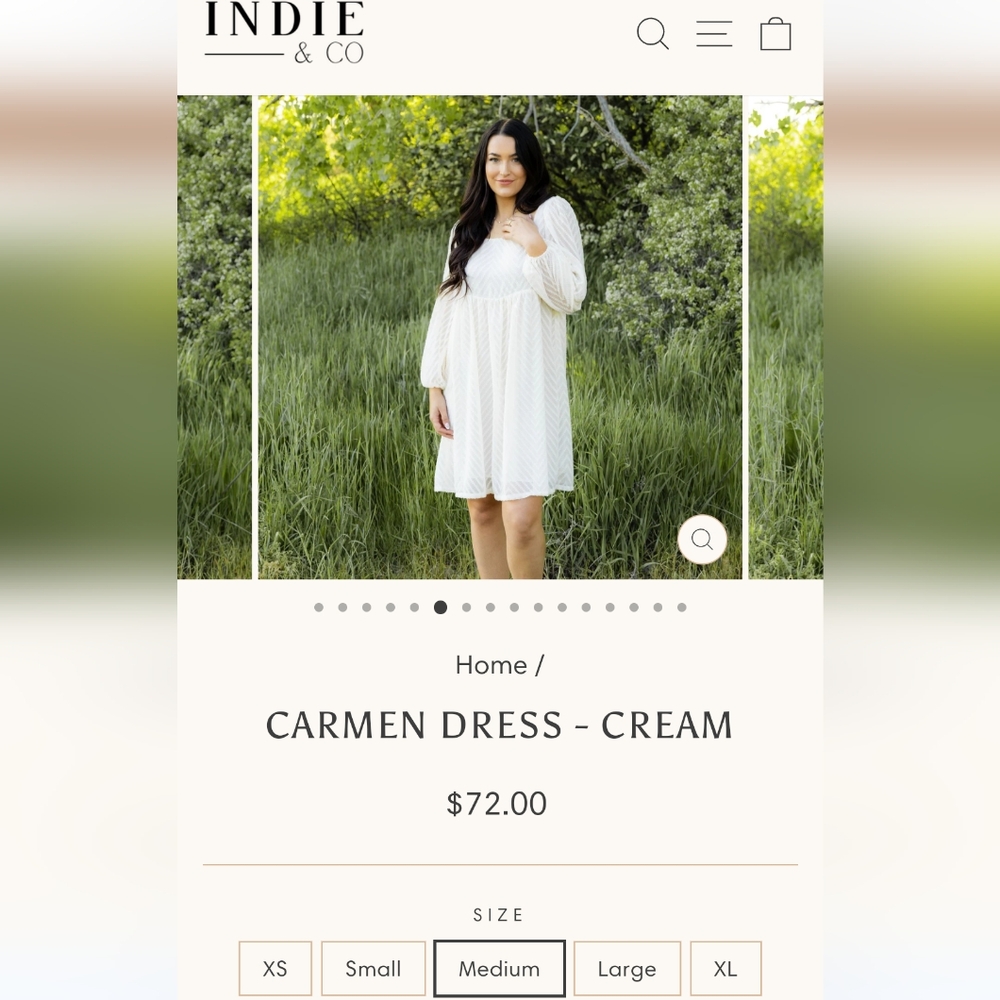 Size medium Carmen Dress from Indie & Co